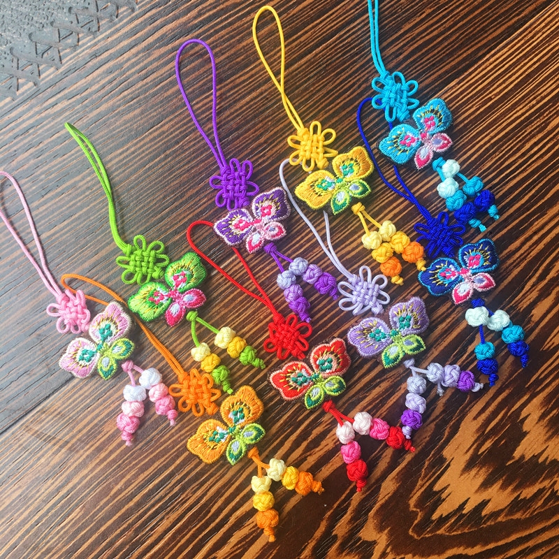 升级改良款端午节迷你手机小挂件香包香囊香袋 双面绣花蝴蝶香包