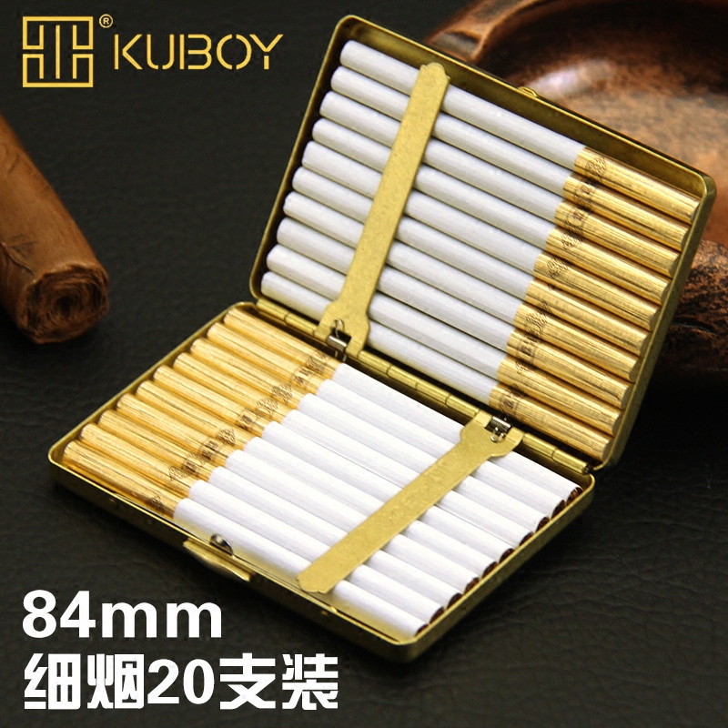 84mm细烟烟盒纯铜烟夹女士20支装