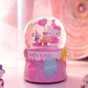 jarll水晶球音乐盒八音盒送闺蜜礼物Kitty生日快乐女生闺蜜孩子礼