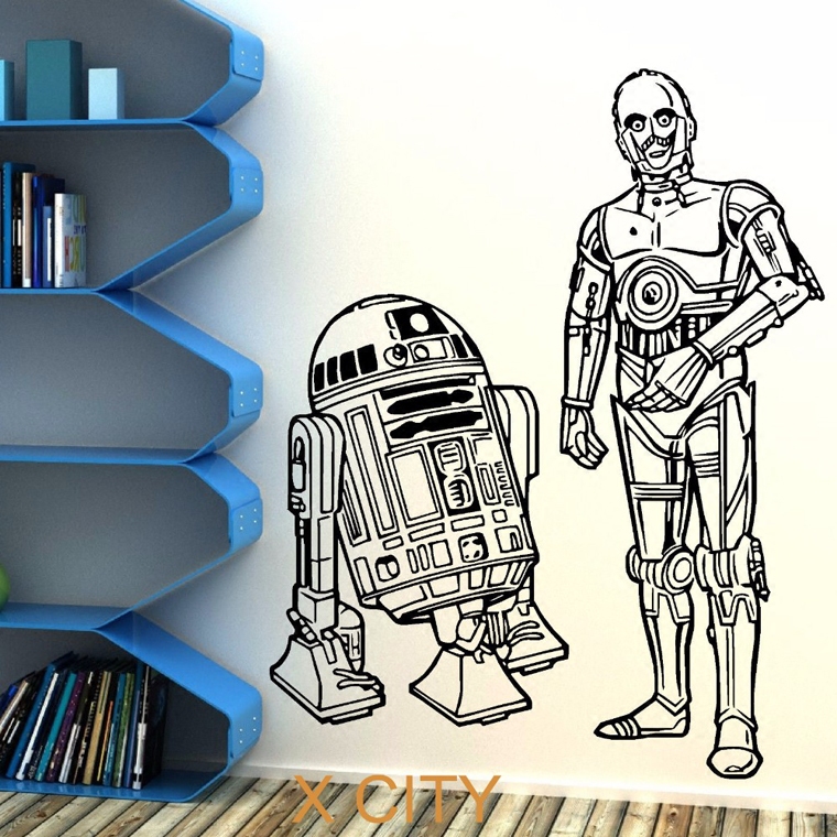 r2d2和c3po海报墙贴画星球大战经典机器人墙面装饰画贴纸壁画墙纸