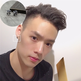 天赐的声音董又霖同款耳钉925纯银十字架时尚气质ins个性耳环潮男