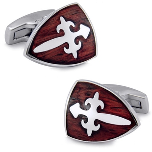 圣骑士盾牌不锈钢 扣 十字架衬衫 袖 口 斯巴达 钉男士 原生红木袖