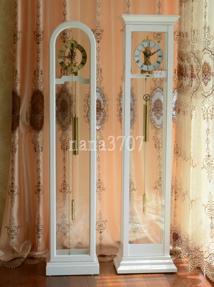 北极星机芯透视机械落地钟  欧式立钟白色简约立钟