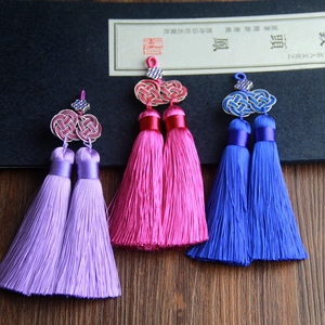 精致民族风真丝流苏多色金线结双穗子中短耳环吊穗DIY手工配件