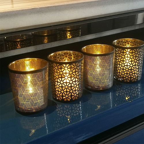 Simplicity Modern Black Inner Gold Geometric Line Стеклянная стока Свеча таблет