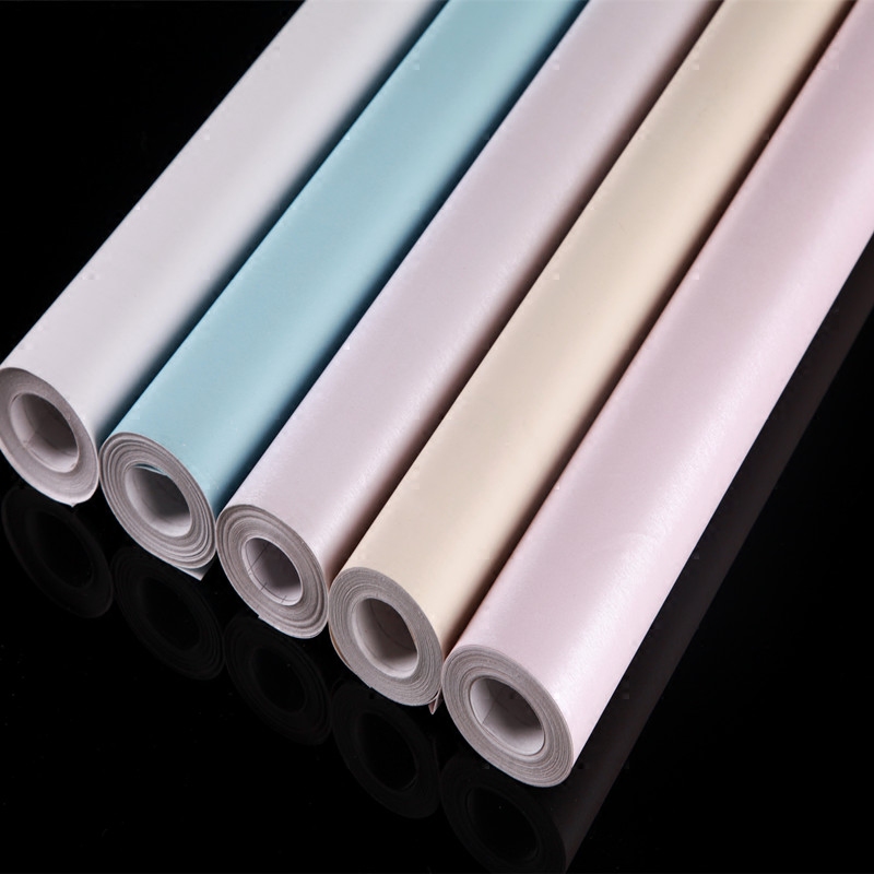 pvc墙纸 纯色素色加厚贴纸大学生寝室卧室宿舍壁纸 家具翻新贴