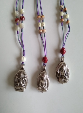 西藏可打开文殊观音释迦摩尼银饰