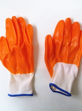 劳保手套浸胶耐磨棉纱修车PVCi全挂浸胶挂胶尼龙工作手套