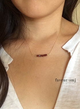 包金天然刻面生辰石项链