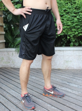 篮球运动短裤男 韦德跑步训练健身五分裤透气速干黑色 口袋胖大码