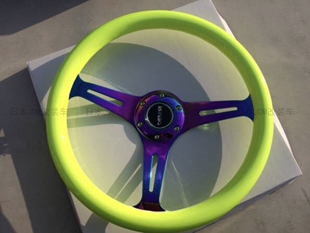 JDM 荧光黄 USDM 350mm 美国NRG方向盘