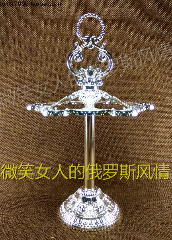 特价r59-8俄罗斯锡金属酒具单层空杯架亮银色玫瑰花可挂6个小高杯