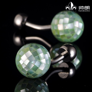 球形贝壳袖扣OL优雅女士袖钉双叠袖法式衬衫袖口扣 包邮送礼盒装