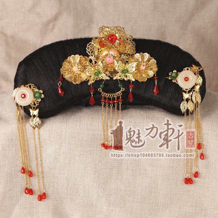 华丽古装头饰古典配饰仿玉簪子发饰古装造型清朝贵妃宫廷格格饰品