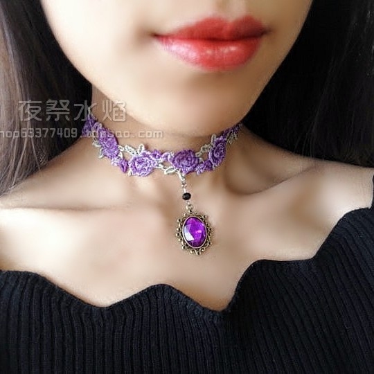 choker欧式复古刺绣蕾丝项链包邮