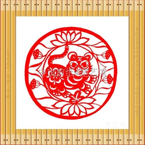 楚艺馆 剪纸 窗花 工艺品 生肖之二虎 中国特色手工艺 家居装饰画