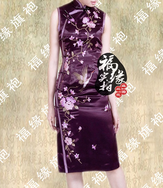 福缘旗袍高端定制 绣花绣花旗袍花嫁新娘手推绣旗袍礼服唐装日常