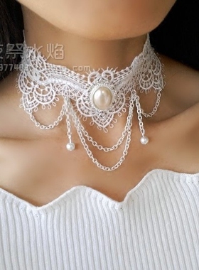 欧式新娘镂空蕾丝手工淑女风项链