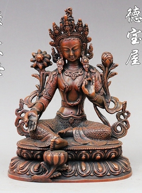 纯铜绿度母供奉摆件佛像
