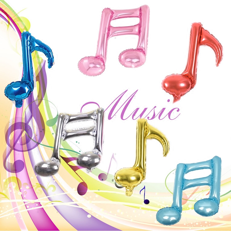 儿童生日派对音乐会场地背景墙布置培训班装饰单双音符铝膜气球