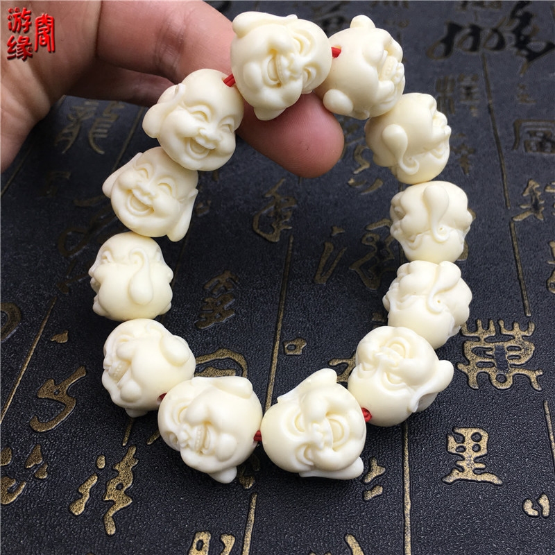 象牙果手串2.0弥勒佛吊坠男士文玩佛珠手把件念珠男女士手链包邮