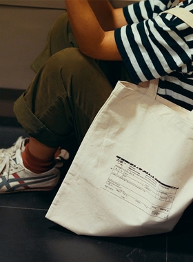 载迟原创个性单肩帆布包袋女 ticket 英伦简约文艺复古手提环保袋