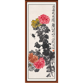 国画字画客厅装饰画挂画无框画现代新中式齐白石菊花蜻蜓卷轴装裱