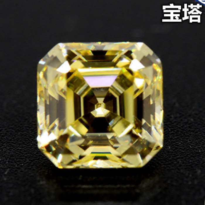 1克拉黄钻裸石淡黄色公主方锆石裸钻戒指戒面宝石耳钉主石粉钻diy