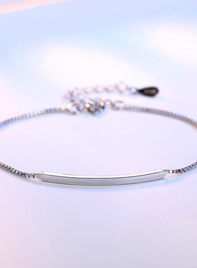 S925银气质简约手链流行盒子链女