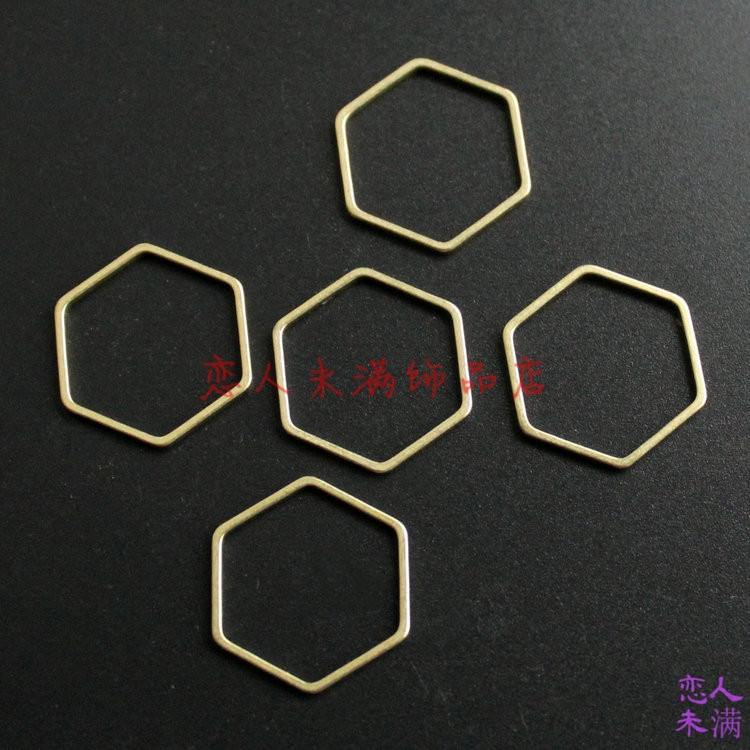 黄铜原色几何六边形金属饰品材料