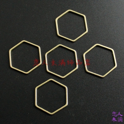 黄铜原色几何六边形金属饰品材料