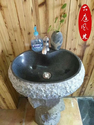落地石制洗手盆立柱盆立式洗脸盆 酒店会所庭院室户外阳台洗手池