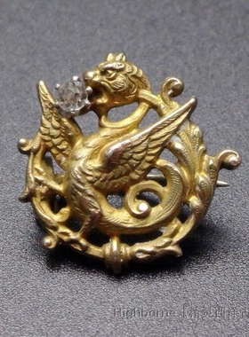SOLD精灵西洋古董首饰Art NouveauC.1900S新艺术鎏金神话龙胸针