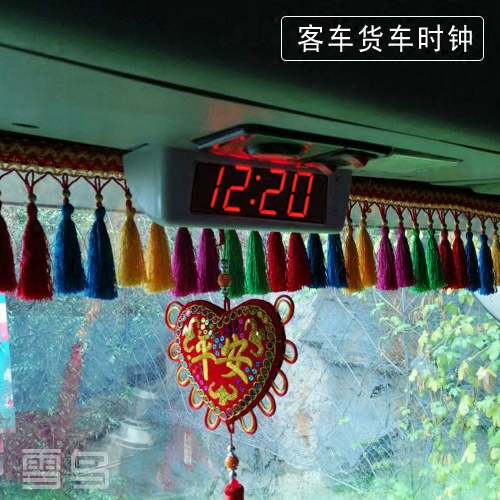 客车时钟货车电子钟时间温度日期三合一12/24V时钟挂式客车电子表