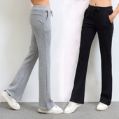 女秋季 子纯棉运动裤 新款 微喇叭裤 韩版 学生显瘦长裤 女士休闲裤