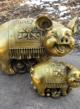 黄铜金钱猪办公室前台客厅礼品