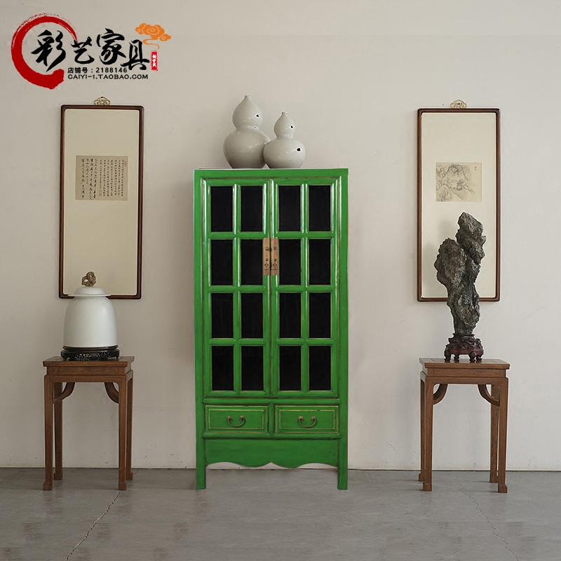Simple Retro Do the old New Chinese style Solid wood furniture Two Bookcase With drawers Glass Bookcase Original Customizablein the Residential furniture , Cabinet , Bookcase , Single bookcase  category - from Buy2taobao.com to provide professional Taobao agent buy service