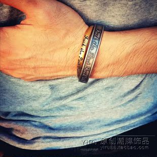 PAST个性 男女钛钢开口手环潮人简约手镯首饰品 THE 日韩潮牌FUCK