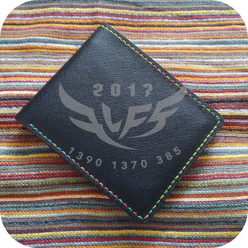 ps样板 彩虹线 十字纹牛皮钱夹 Saffiano Leather Wallet本革財布