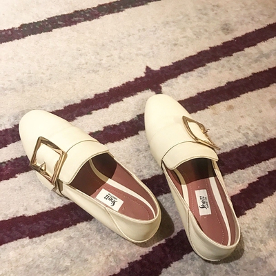 【sheii苏茵茵】必入单品~新款珍珠方扣懒人平底乐福鞋女踩跟单鞋