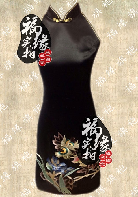 重磅真丝短旗袍定做黑色礼服时尚改良修身宴会日常旗袍唐装连衣裙