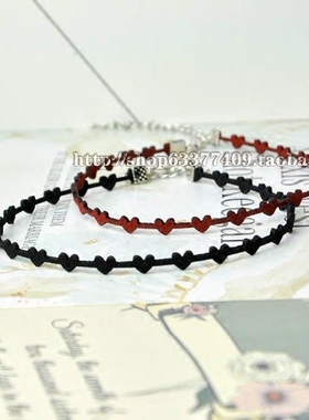 原宿锁骨链短款爱心形蕾丝项圈