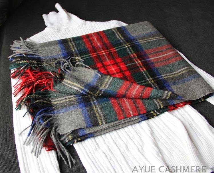 23英伦风 奢华cashmere山羊绒围巾披肩 苏格子加厚水波纹女冬