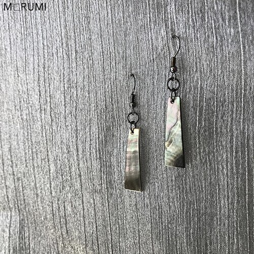 mのrumi极简长方形黑贝壳耳环