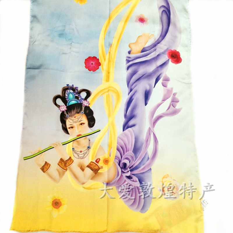 敦煌壁画真丝飞天围巾