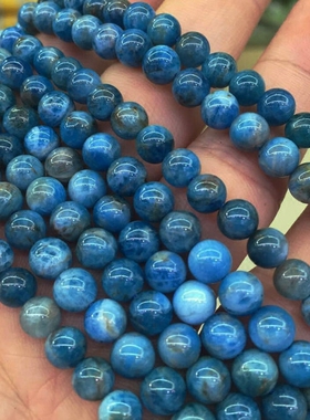 天然Blue Apatite 磷灰石圆珠 亚柏提散珠diy水晶散珠串珠饰品