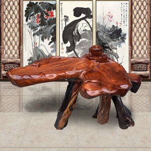 根雕茶几缅甸花梨木根雕茶桌整体功夫茶台实木树根茶几茶海现货