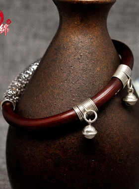 西藏野生无节纯银小铃铛鸡血藤