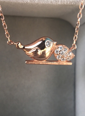 小鸡纯银玫瑰金锁骨链