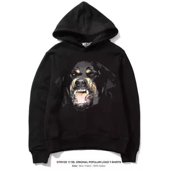 European and American Trendy Brand Funny 3D Dog Head Rottweiler Hoodie Fleece-Lined Couple Sweatshirt Men and Women Autumn and Winter Jacket